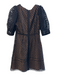Michael Michael Kors Size 6 Black Cotton V Neck Short Puff Sleeve Back Zip Dress Black / 6