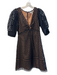 Michael Michael Kors Size 6 Black Cotton V Neck Short Puff Sleeve Back Zip Dress Black / 6