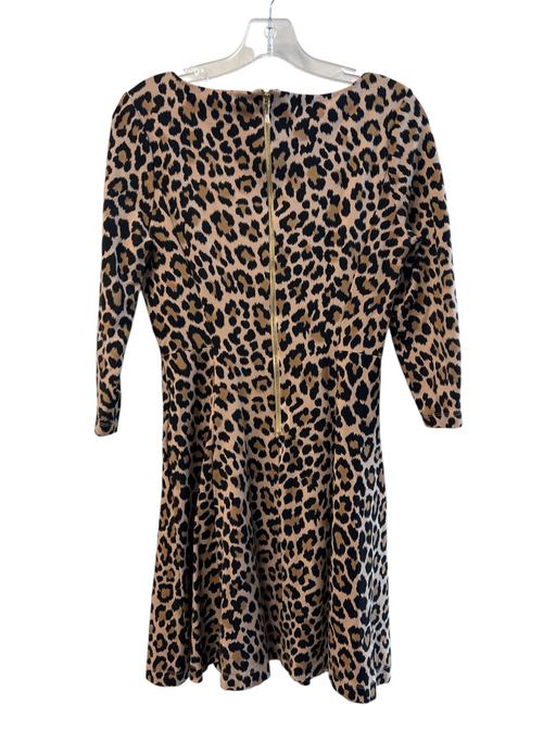 Kate Spade Size 6 Brown & Black Rayon Blend Boat Neck 3/4 Sleeve Leopard Dress Brown & Black / 6