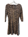 Kate Spade Size 6 Brown & Black Rayon Blend Boat Neck 3/4 Sleeve Leopard Dress Brown & Black / 6