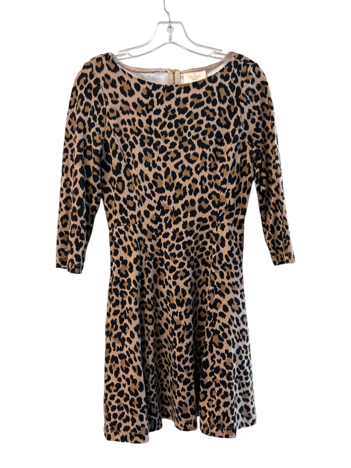 Kate Spade Size 6 Brown & Black Rayon Blend Boat Neck 3/4 Sleeve Leopard Dress Brown & Black / 6