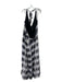 Milly Size 12 White Black Blue Silk Abstract Halter Sleeveless Maxi Dress White Black Blue / 12