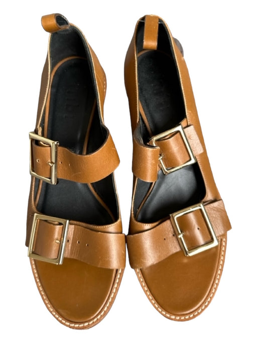 Tibi Shoe Size 38.5 Camel Leather Block Heel Buckles Pumps Camel / 38.5