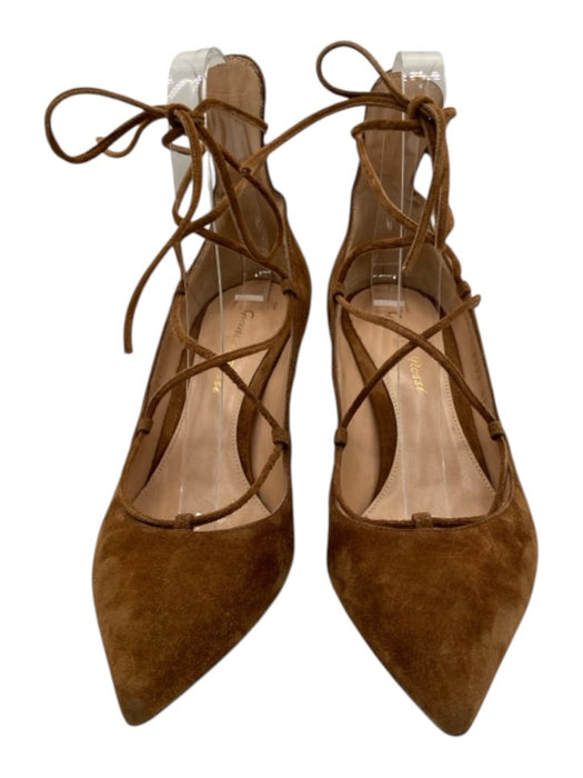 Gianvito Rossi Shoe Size 37 Brown Suede Laces Pointed Toe Strappy Pumps Brown / 37