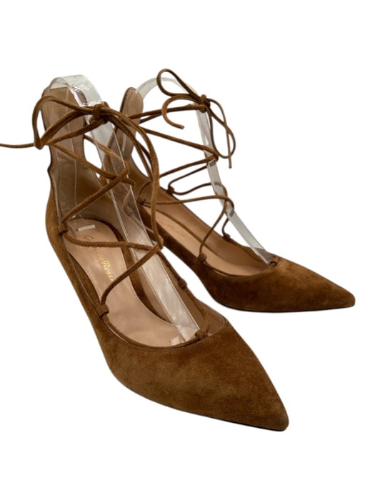 Gianvito Rossi Shoe Size 37 Brown Suede Laces Pointed Toe Strappy Pumps Brown / 37