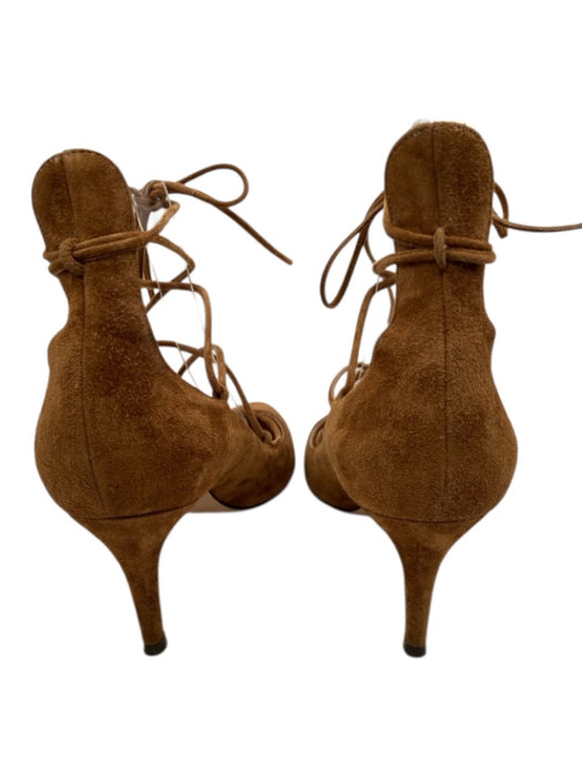 Gianvito Rossi Shoe Size 37 Brown Suede Laces Pointed Toe Strappy Pumps Brown / 37