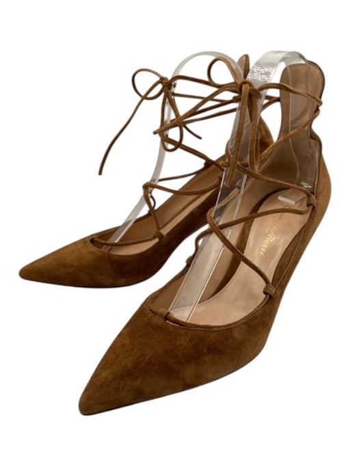 Gianvito Rossi Shoe Size 37 Brown Suede Laces Pointed Toe Strappy Pumps Brown / 37
