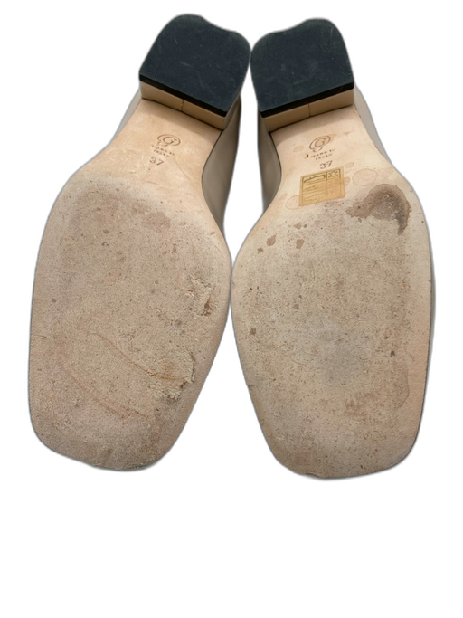 M. Gemi Shoe Size 37 Beige Leather Shiny Square Toe Block Heel loafer Flats Beige / 37