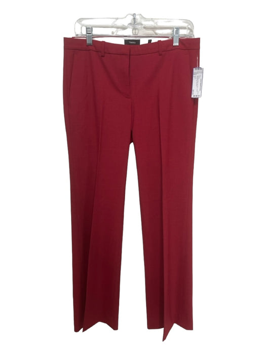 Theory Size 6 Red Wool Blend Mid Rise Trouser Straight Leg Pants Red / 6