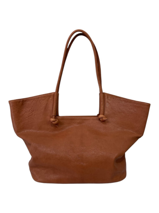 Monserat De Lucca Brown Leather 2 Handles Button Close Tote Bag Brown / M