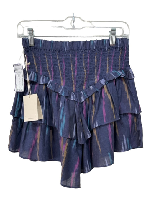 Mother Size S Purple Blue Yellow Cotton Elastic Waist Printed Tiered Skirt Purple Blue Yellow / S