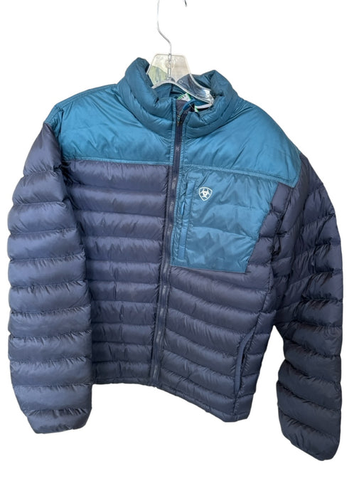 Ideal Down Size M Navy & Teal Nylon Down Fill Quilted Athletic Jacket Navy & Teal / M