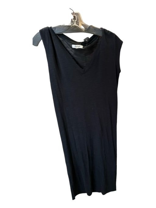 Madewell Size XXS Black Viscose Blend Cap Sleeve V Neck Maxi Dress Black / XXS