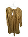 J. Crew Size L Gold Linen Blend Long Sleeve V Neck Dress Gold / L