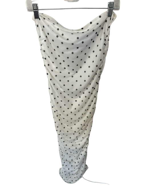 Reformation Size M White & Black Strapless Polka Dot Gathered Sides Maxi Dress White & Black / M