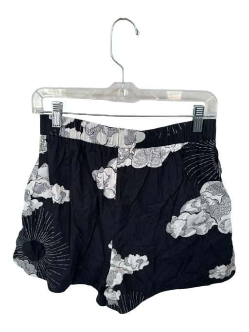Dress to Size 38 Black & White Cotton Elastic Waist Clouds Shorts Black & White / 38