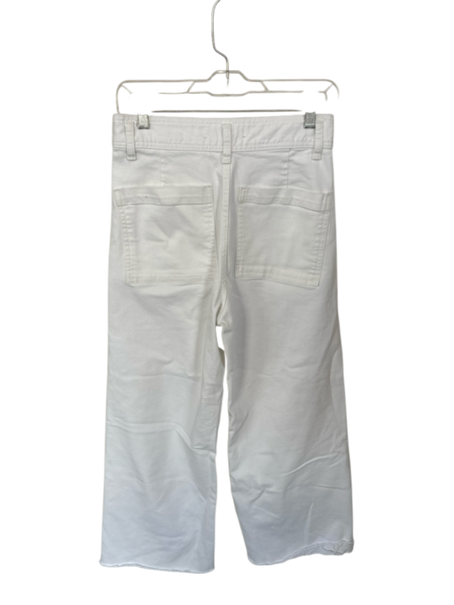 Zara Size 8 White Cotton Blend High Waist Wide Leg Raw Hem Jeans White / 8