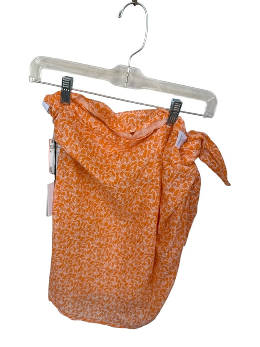 Onia Size M Orange & White Cotton Side Tie Palm Leaves Coverup Skirt Orange & White / M