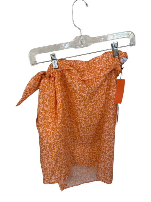Onia Size M Orange & White Cotton Side Tie Palm Leaves Coverup Skirt Orange & White / M