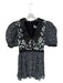 By Anthropologie Size 6 Black & White Viscose Short Balloon Sleeve Bib Dress Black & White / 6