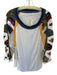 We The Free Size M White & Navy Cotton Long Balloon Sleeve Macrame Patchwork Top White & Navy / M