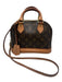 Louis Vuitton Brown & Tan Coated Canvas Leather trim Monogram Top Handles Bag Brown & Tan