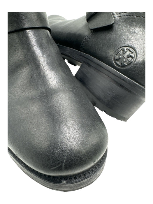 Tory Burch Shoe Size 7.5 Black Leather Calf High Round Toe Silver Buckle Boots Black / 7.5