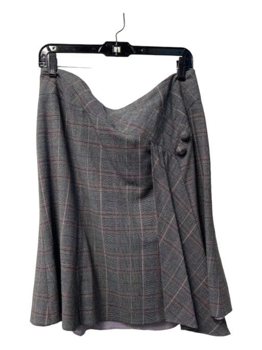 Nanette Lepore Size 10 Gray & Purple Viscose Blend Plaid Pleat Detail Skirt Gray & Purple / 10