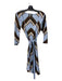 Dolce & Gabbana Size 44 Blue, Brown & Beige Scoop Neck 3/4 Sleeve Chevron Dress Blue, Brown & Beige / 44