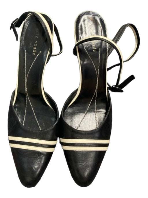 Kate Spade Shoe Size 9 Black & White Leather Stacked Heel Ankle Strap Heel Shoes Black & White / 9