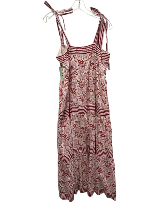 Madison Mathews Size L red, pink, white Cotton Sleeveless Floral Print Dress red, pink, white / L