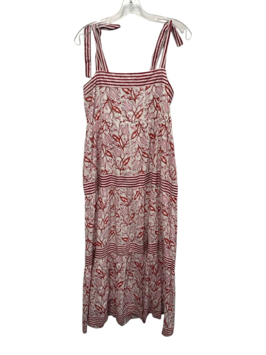 Madison Mathews Size L red, pink, white Cotton Sleeveless Floral Print Dress red, pink, white / L