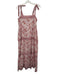 Madison Mathews Size L red, pink, white Cotton Sleeveless Floral Print Dress red, pink, white / L