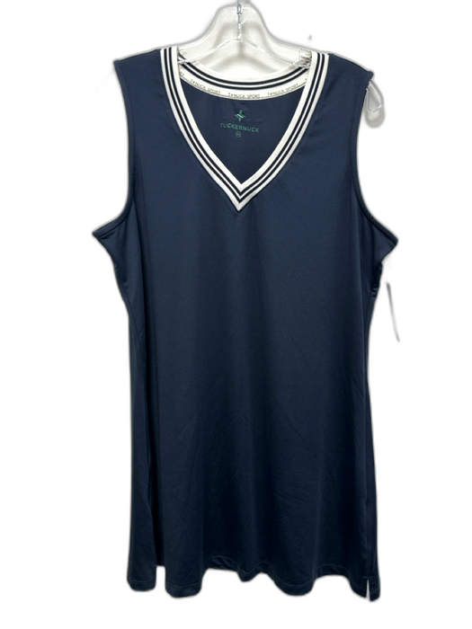 Tuckernuck Sport Size XL Navy Blue & White Polyester & Spandex Sleeveless Dress Navy Blue & White / XL