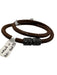 No Brand Brown & Silver Leather Melee Diamonds Magnetic Clasp Polka dot Bracelet Brown & Silver