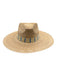 Sunshine Tienda Beige & Blue Straw Woven Stripe Detail Wide Brim Fedora Hat Beige & Blue / XS/S