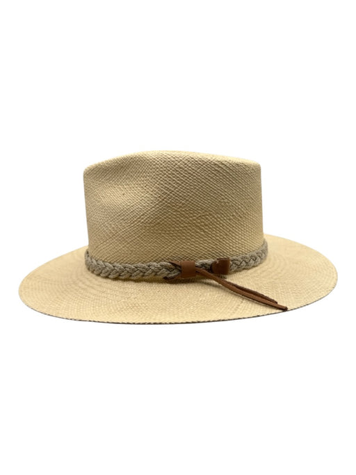 Overland Beige Straw Woven Braided detail Panama Sun Hat Beige / Medium