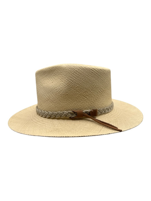 Overland Beige Straw Woven Braided detail Panama Sun Hat Beige / Medium