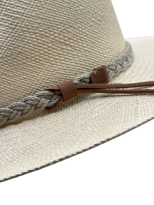 Overland Beige Straw Woven Braided detail Panama Sun Hat Beige / Medium