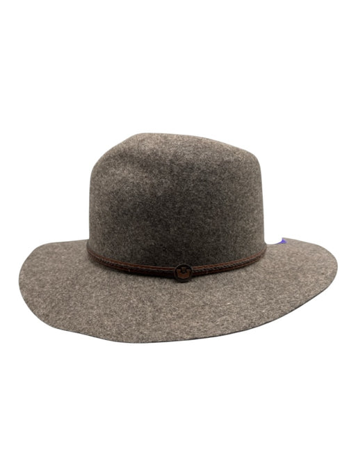 Goorin Bros Taupe Brown Wool Felted Leather Strap Wide Brim Hat Taupe Brown / Medium