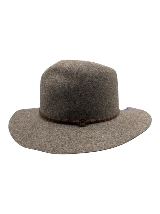 Goorin Bros Taupe Brown Wool Felted Leather Strap Wide Brim Hat Taupe Brown / Medium