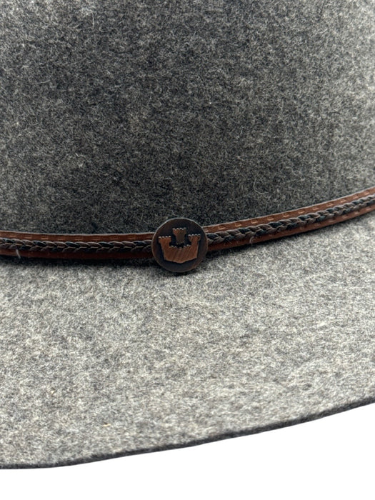 Goorin Bros Taupe Brown Wool Felted Leather Strap Wide Brim Hat Taupe Brown / Medium
