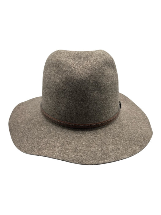 Goorin Bros Taupe Brown Wool Felted Leather Strap Wide Brim Hat Taupe Brown / Medium