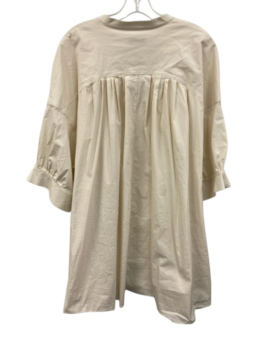 COS Size 10 Cream White Cotton Blend 3/4 Sleeve V Neck Oversized Dress Cream White / 10