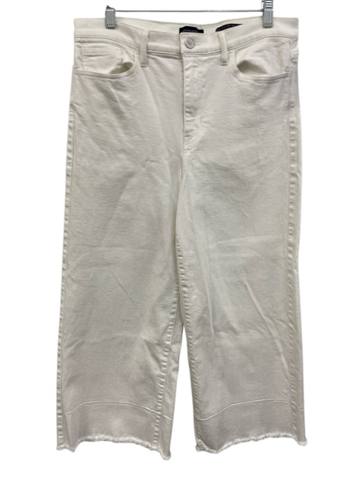 Banana Republic Size 31 Cream White Cotton Blend Denim High Rise Wide Crop Jeans Cream White / 31