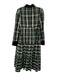 Tuckernuck Size L Green, White & Black Cotton Plaid Velvet Detail Tiered Dress Green, White & Black / L