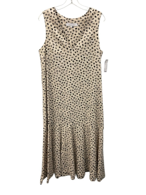 Hunter Bell Size M Cream Beige & Black Cotton Blend Abstract Dots V Neck Dress Cream Beige & Black / M
