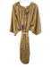 COS Size L Khaki Beige Cotton Blend 3/4 Sleeve Gathered Neckline Tie Back Dress Khaki Beige / L