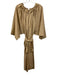 COS Size L Khaki Beige Cotton Blend 3/4 Sleeve Gathered Neckline Tie Back Dress Khaki Beige / L