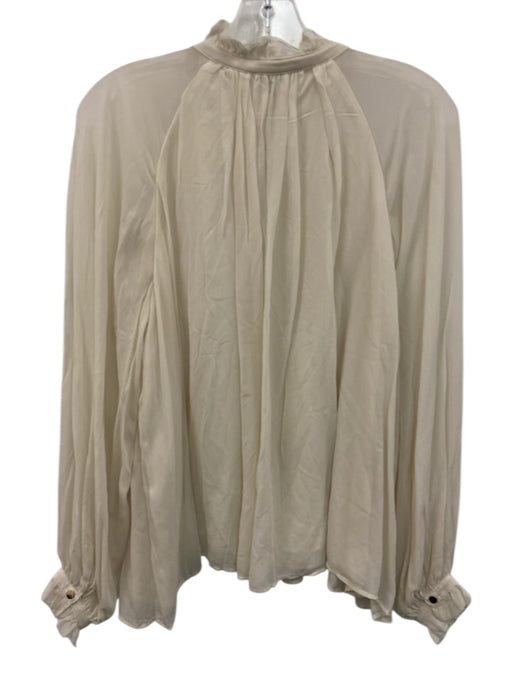 Banana Republic Size M Cream White Rayon Long Balloon Sleeve Tie V Neck Top Cream White / M